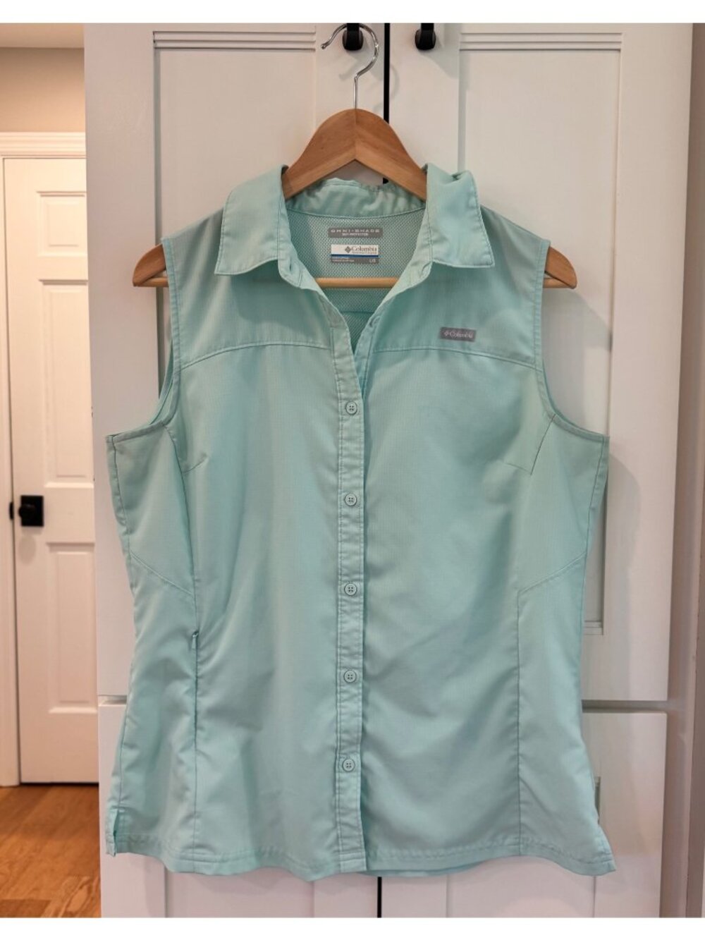 Columbia Omni-Shade Sun Protection Sleeveless Shirt Light Blue Womens Large